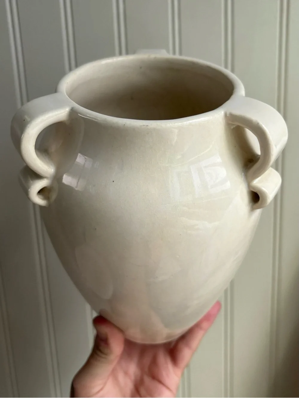 Vintage Fulper Pottery Vase #887 w/3 Ribbon Handles Circa 1930s Collectible VTG